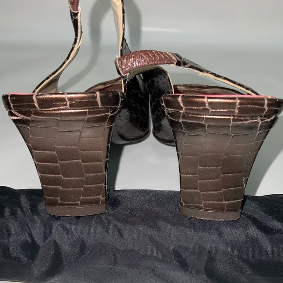 Etienne Aigner Cain Faux Reptile Square Toe Leather Slingbacks Size 8 M - Picture 6 of 9
